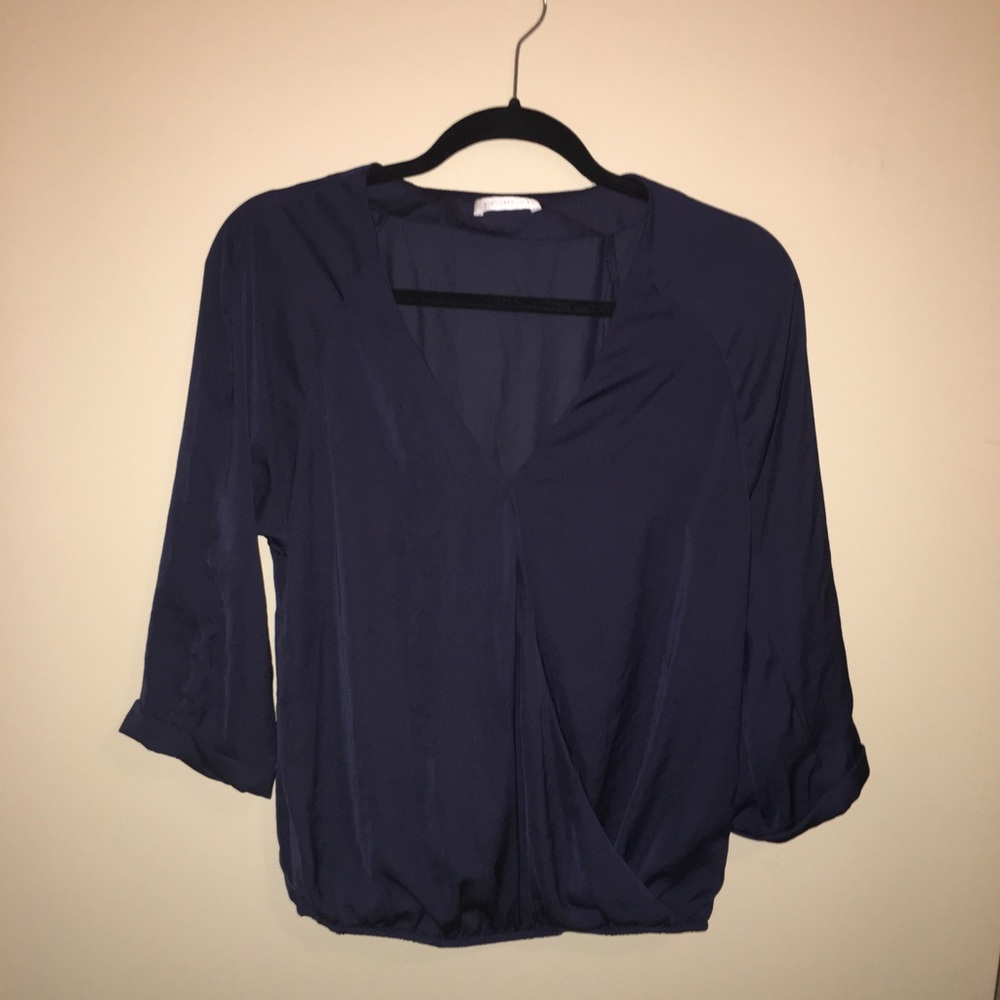 Navy blue cross over blouse